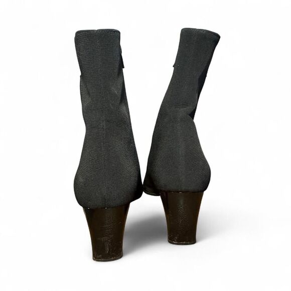 Stuart Weitzman Women's Black Heeled Nylon Zip-up Ankle Boots Size 11 - Picture 4 of 8